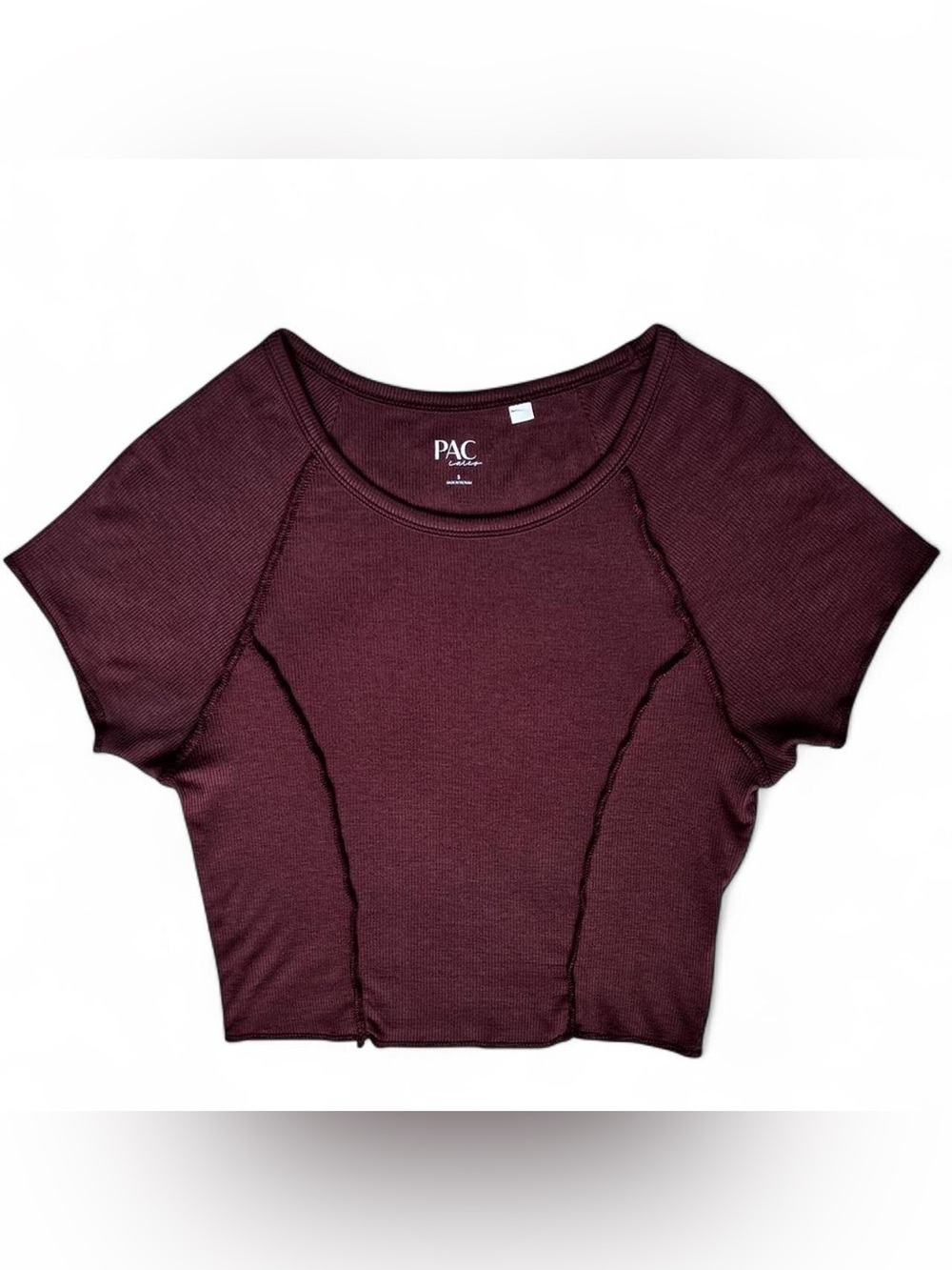 PacSun Ribbed Seam Detail Crop Top Brown Fitted Y2K Casual Vacation Women’s S